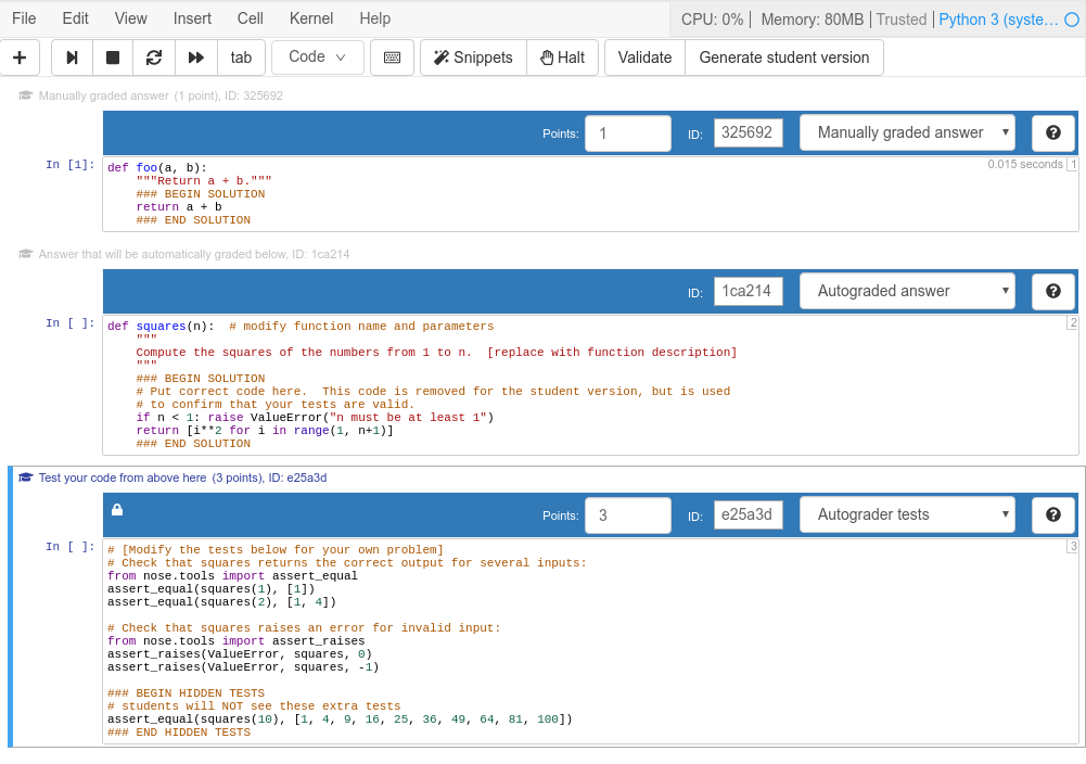 Editing an nbgrader Jupyter notebook