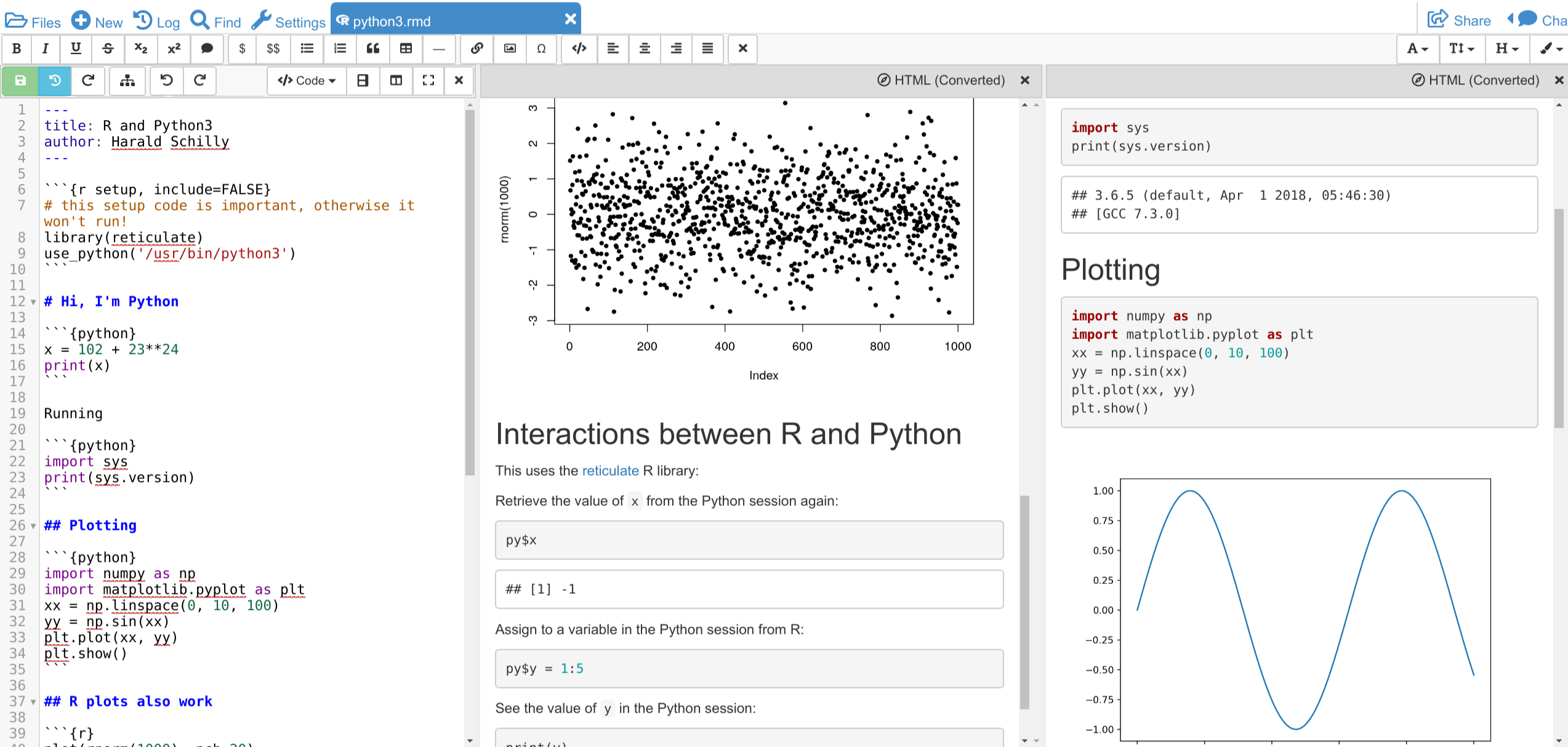 An Rmarkdown document with a plot