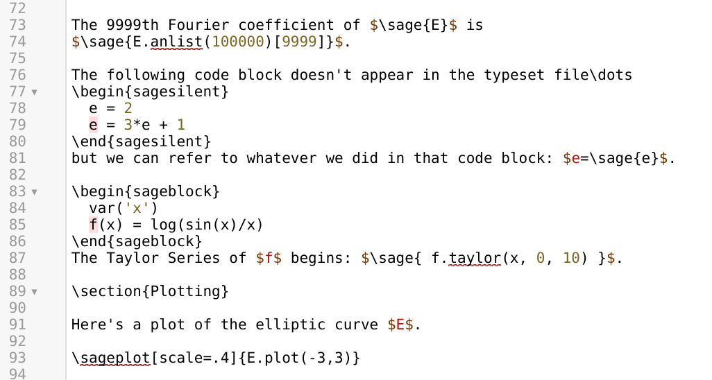 Editing LaTeX with SageTex code