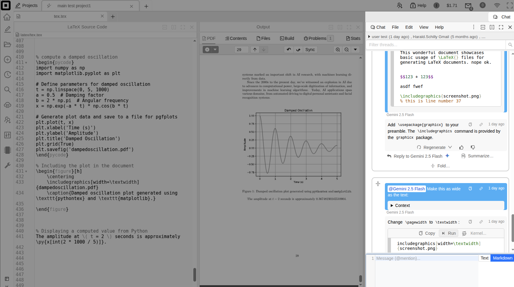 Chatting about a LaTeX document right next to that document